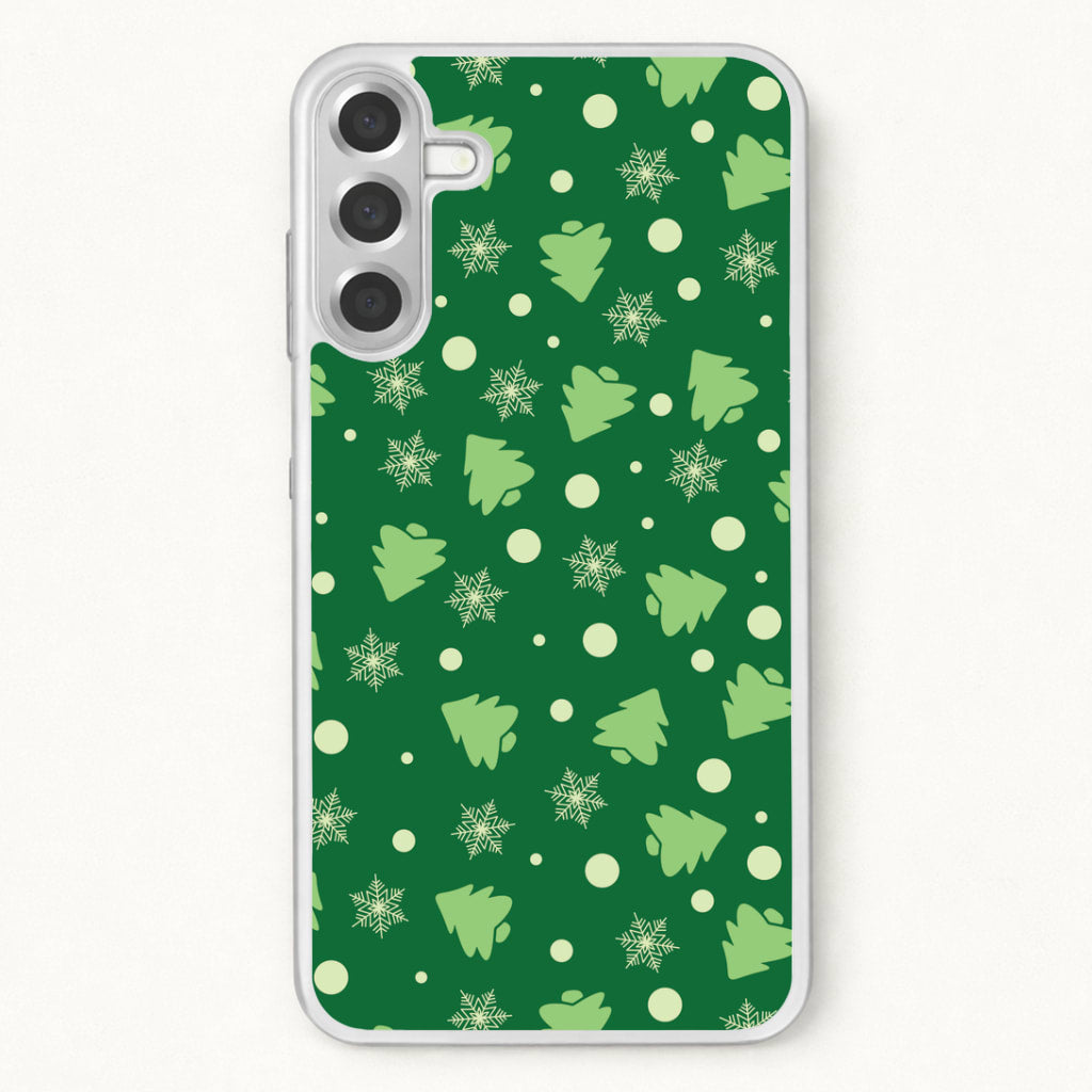 Cartoon Christmas Trees And Snowflakes Pattern Phone Case for Galaxy A37