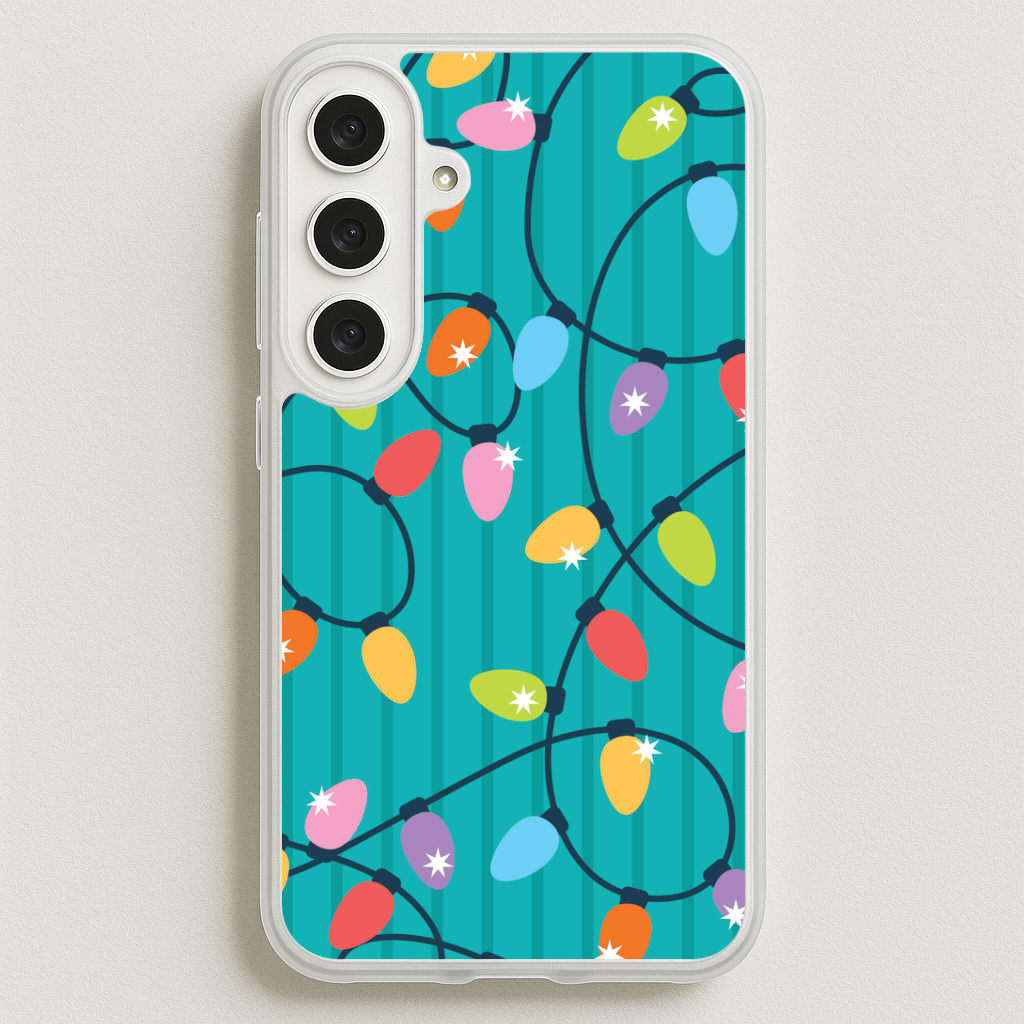 Funky Christmas Lights Pattern Phone Case for Galaxy S25FE