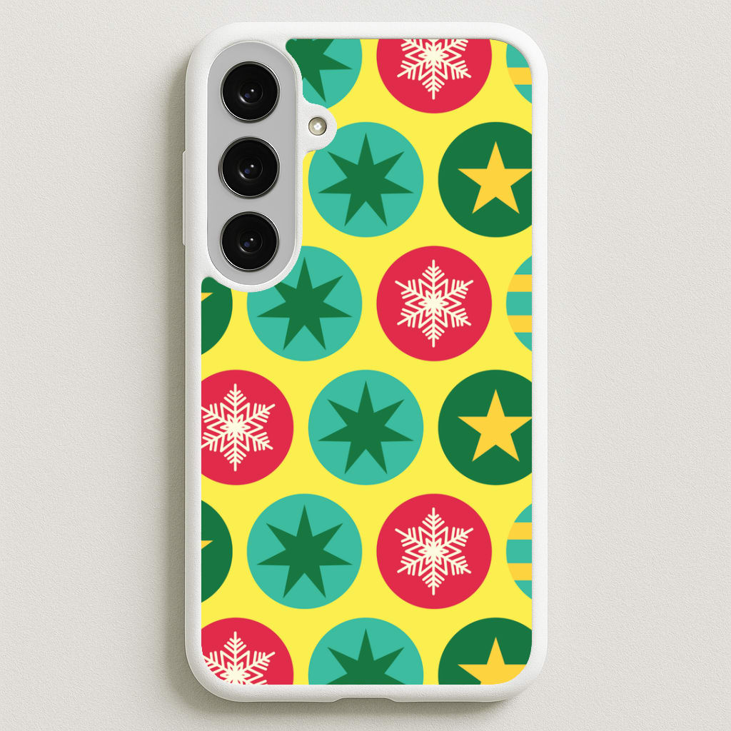 Colourful Abstract Baubles Christmas Pattern Phone Case for Galaxy S25FE