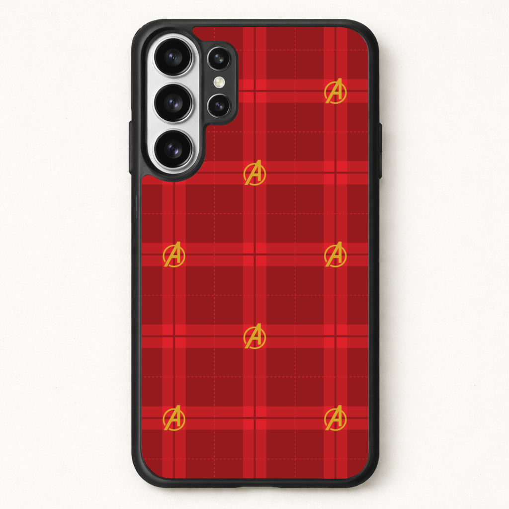Superhero Team Red Tartan Pattern Phone Case for Galaxy S26 Ultra