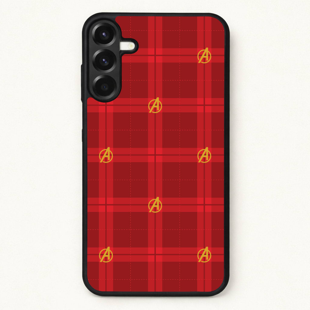 Superhero Team Red Tartan Pattern Phone Case for Galaxy A17