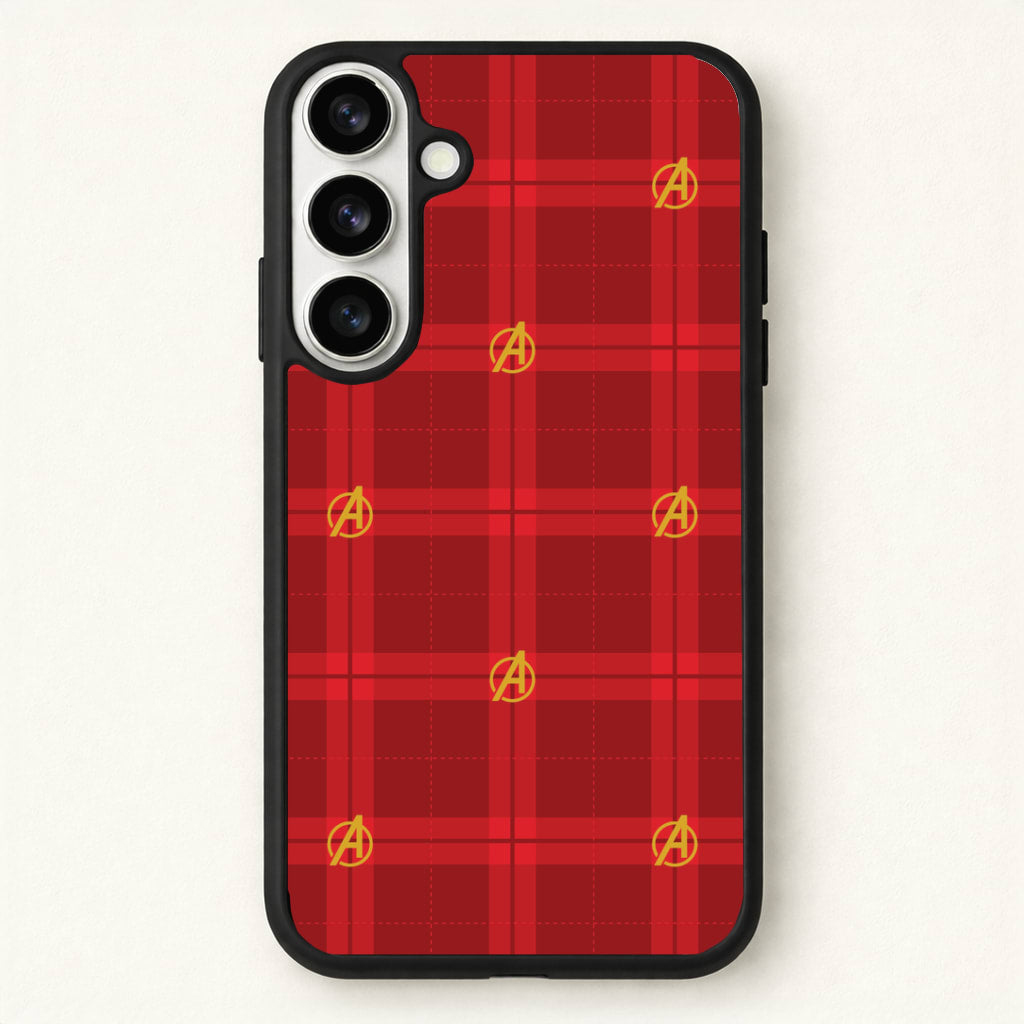 Superhero Team Red Tartan Pattern Phone Case for Galaxy S26 Plus