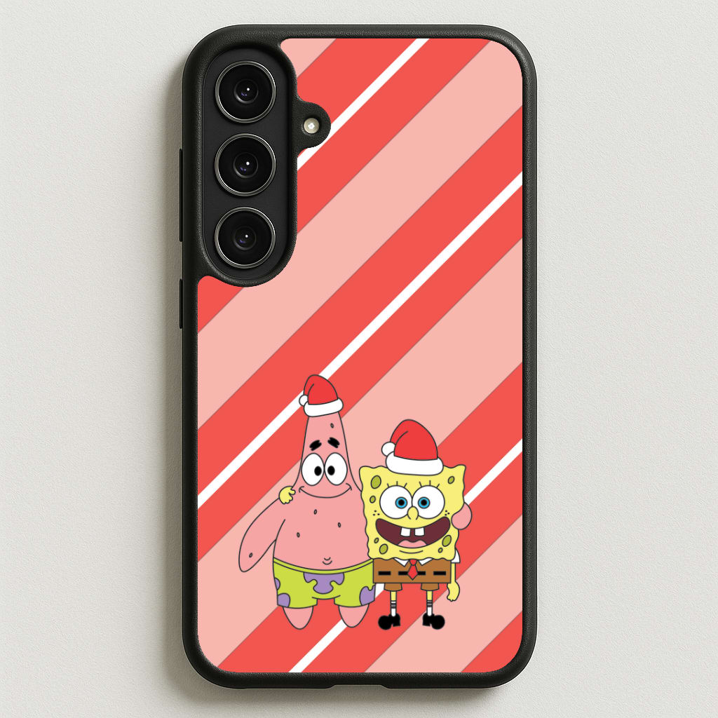 Cartoon Sponge And Starfish Christmas Hats Phone Case for Galaxy S25FE