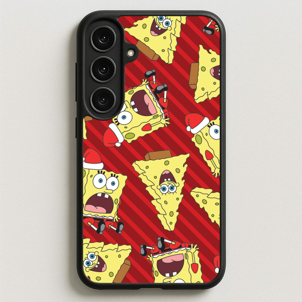 Christmas Cartoon Sponge Stripes Pattern Phone Case for Galaxy S25FE