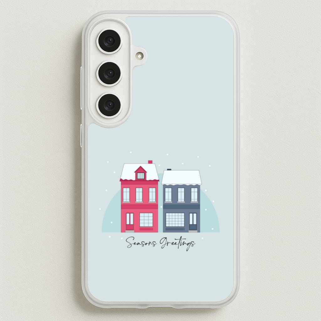 Seasons Greetings Winter Townhouses Phone Case for Galaxy S25FE