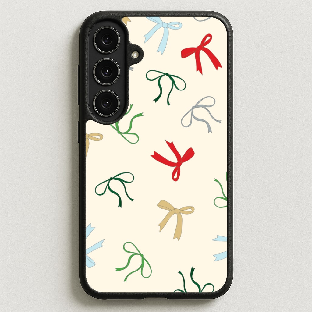 Coquette Christmas Bows Pattern Phone Case for Galaxy S25FE