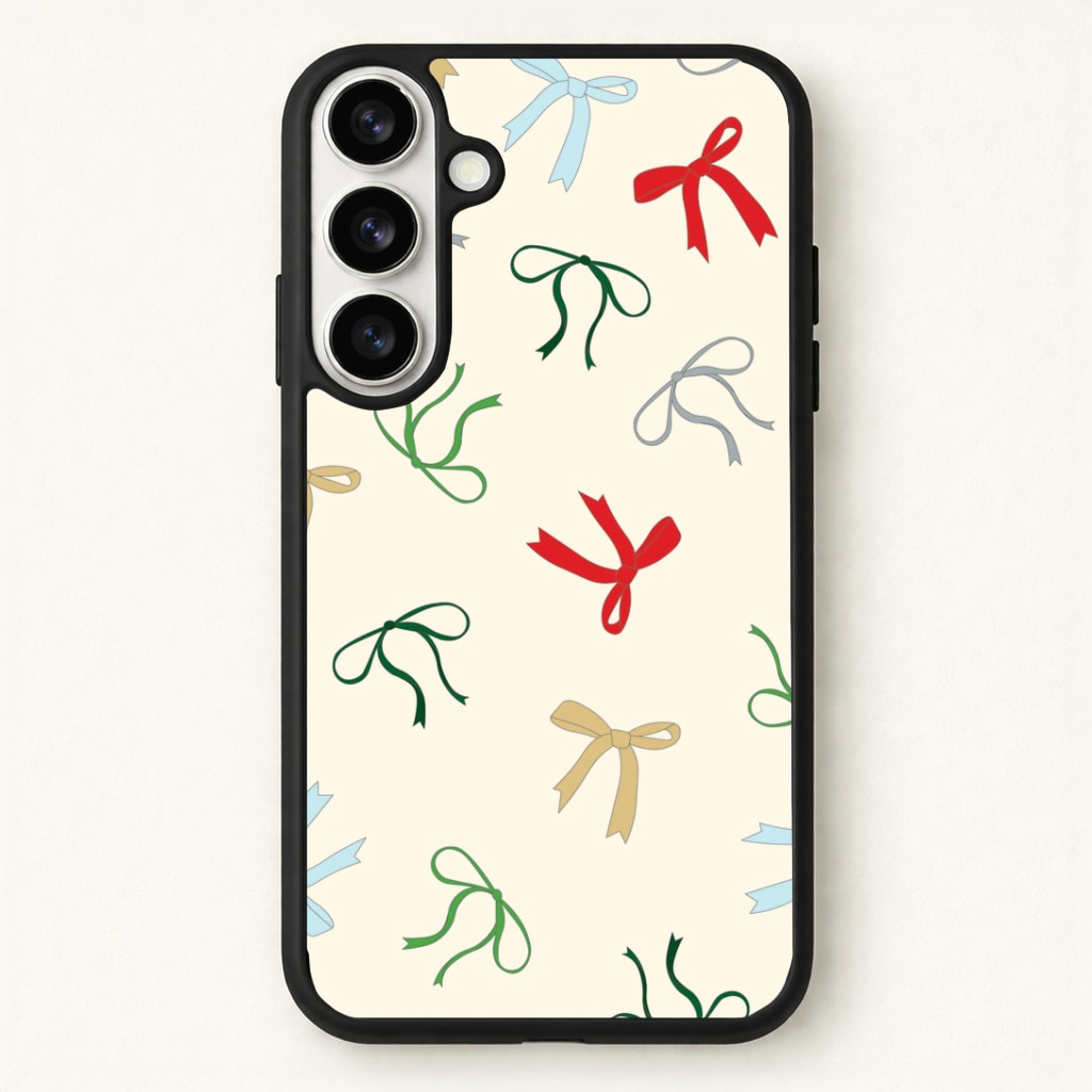 Coquette Christmas Bows Pattern Phone Case for Galaxy S26