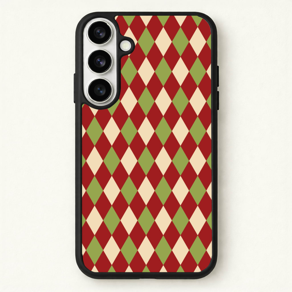 Red And Green Argyle Christmas Pattern Phone Case for Galaxy S26