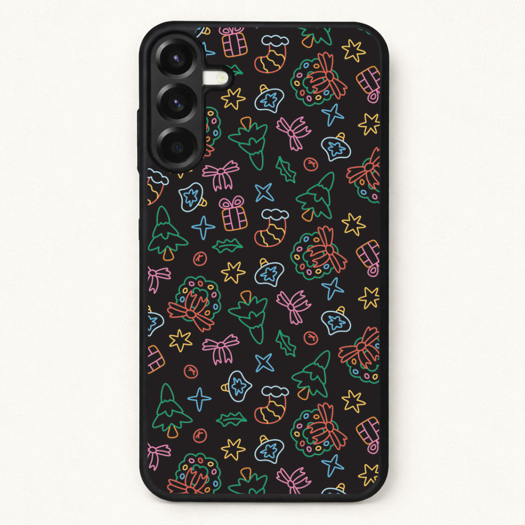 Neon Christmas Icons Pattern I Phone Case for Galaxy A37