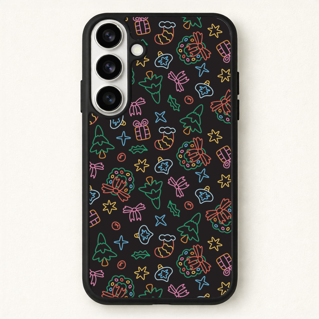 Neon Christmas Icons Pattern I Phone Case for Galaxy S26 Plus