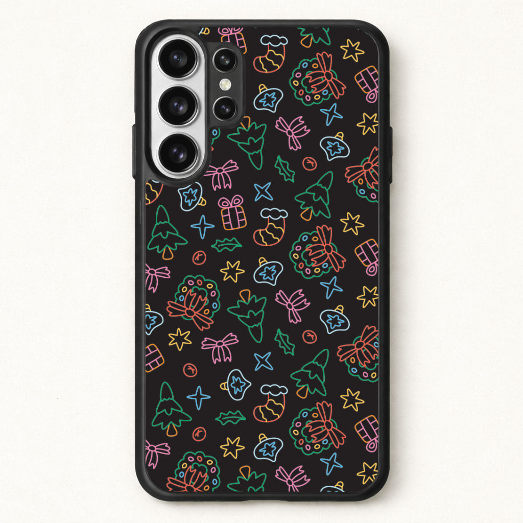 Neon Christmas Icons Pattern I Phone Case for Galaxy S26 Ultra