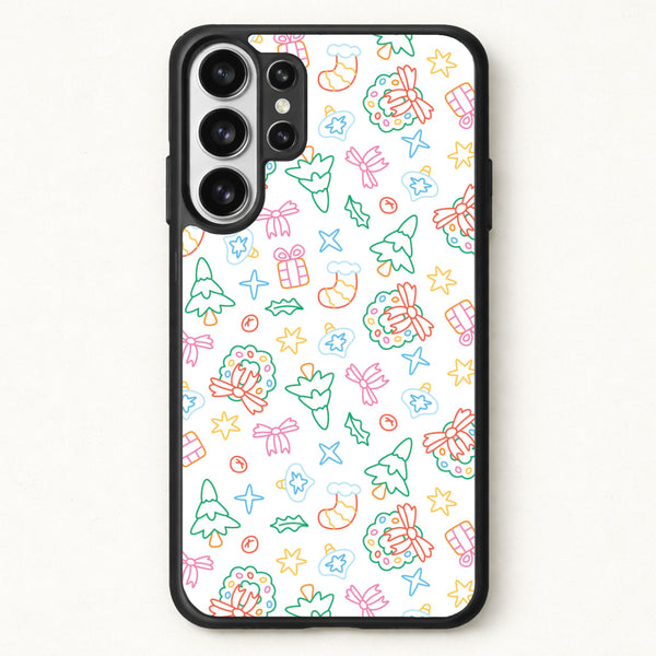 Neon Christmas Icons Pattern II Phone Case for Galaxy S26 Ultra