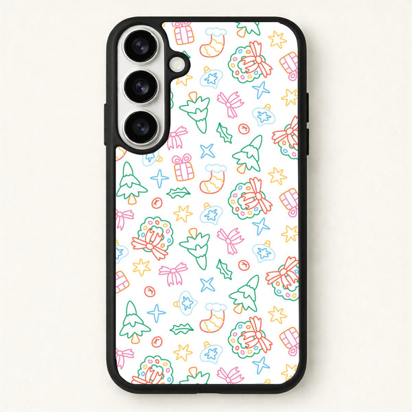 Neon Christmas Icons Pattern II Phone Case for Galaxy S26