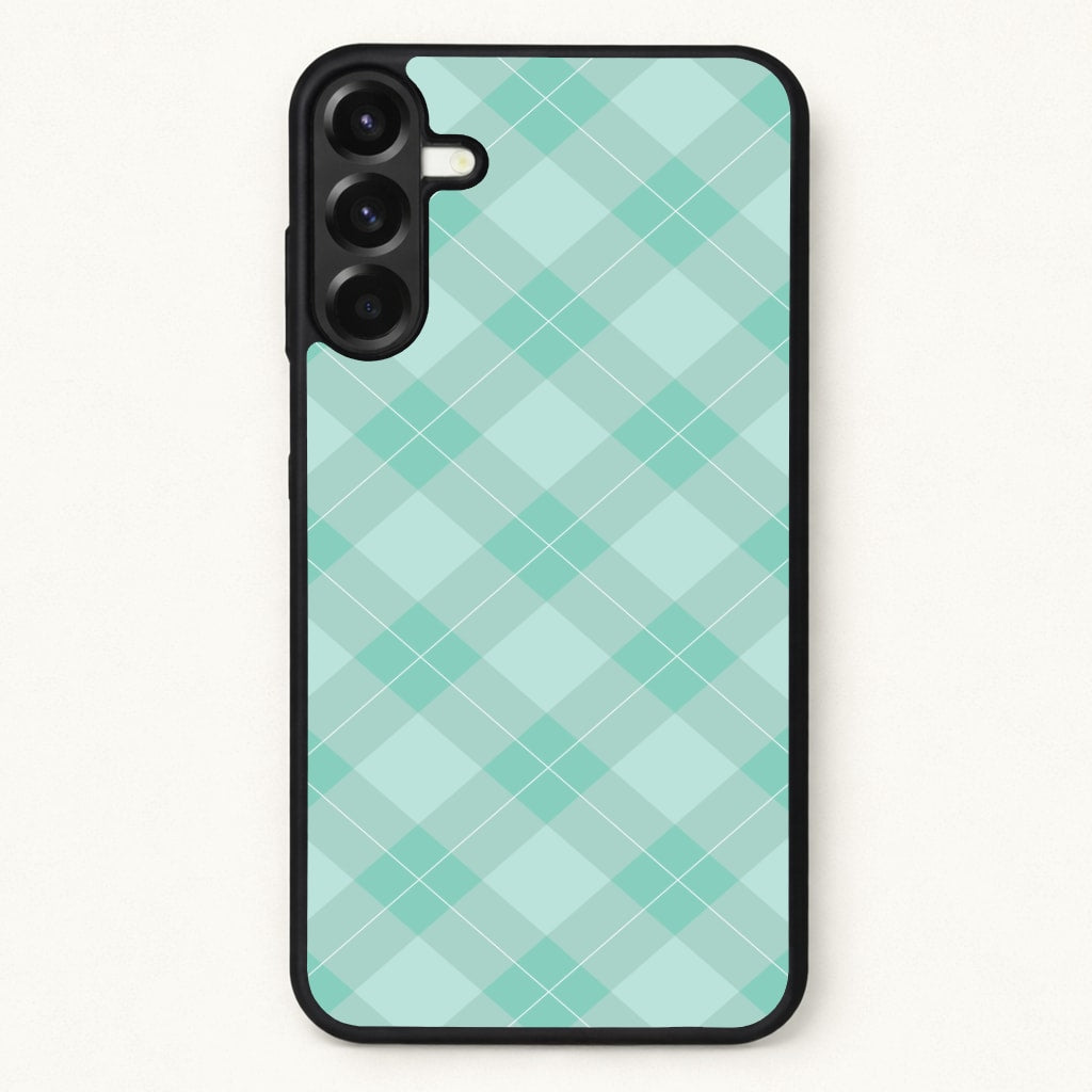 Light Cyan Tartan Christmas Pattern Phone Case for Galaxy A57