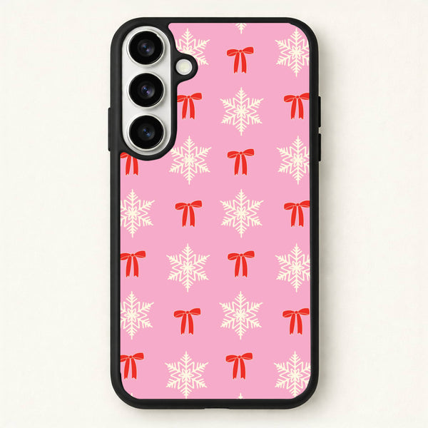 Coquette Bows And Snowflakes Pattern Phone Case for Galaxy S26