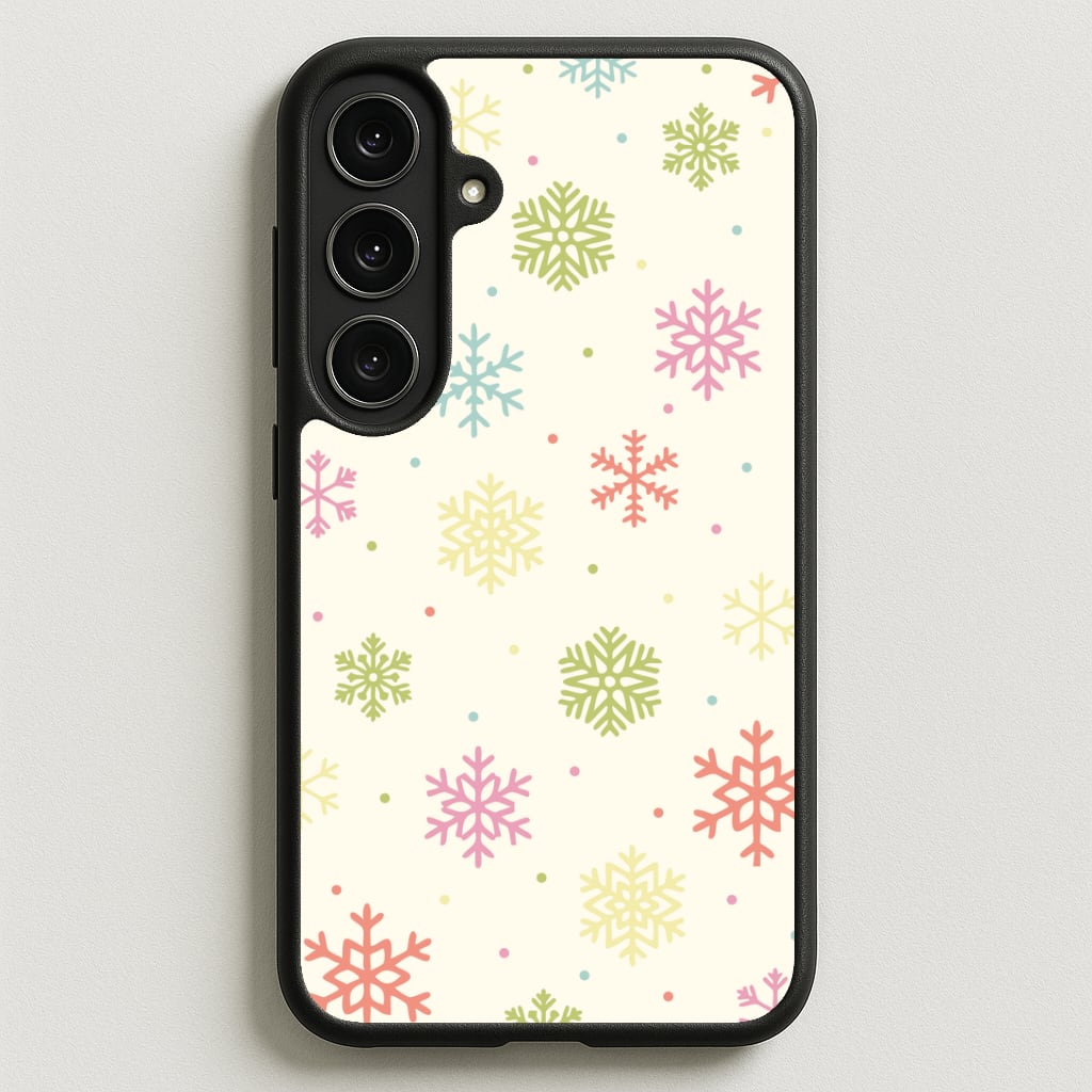 Pastel Snowflakes Pattern Phone Case for Galaxy S25FE