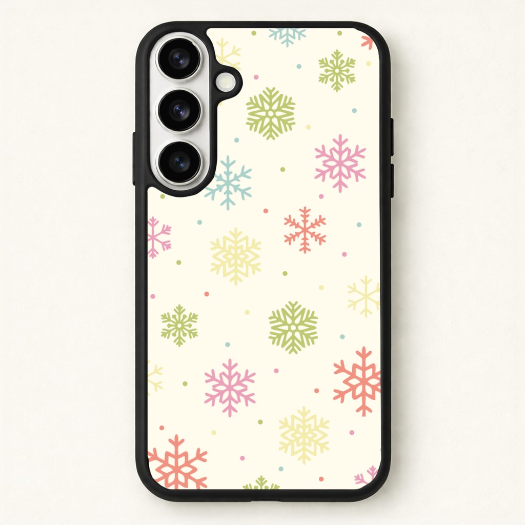 Pastel Snowflakes Pattern Phone Case for Galaxy S26 Plus