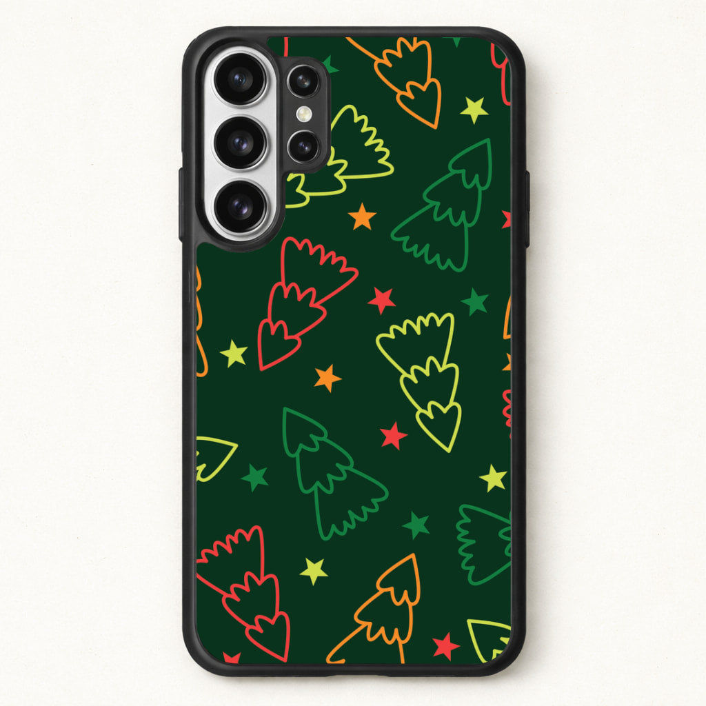 Colourful Christmas Tree Outlines Pattern Phone Case for Galaxy S26 Ultra