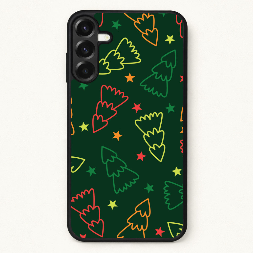 Colourful Christmas Tree Outlines Pattern Phone Case for Galaxy A37