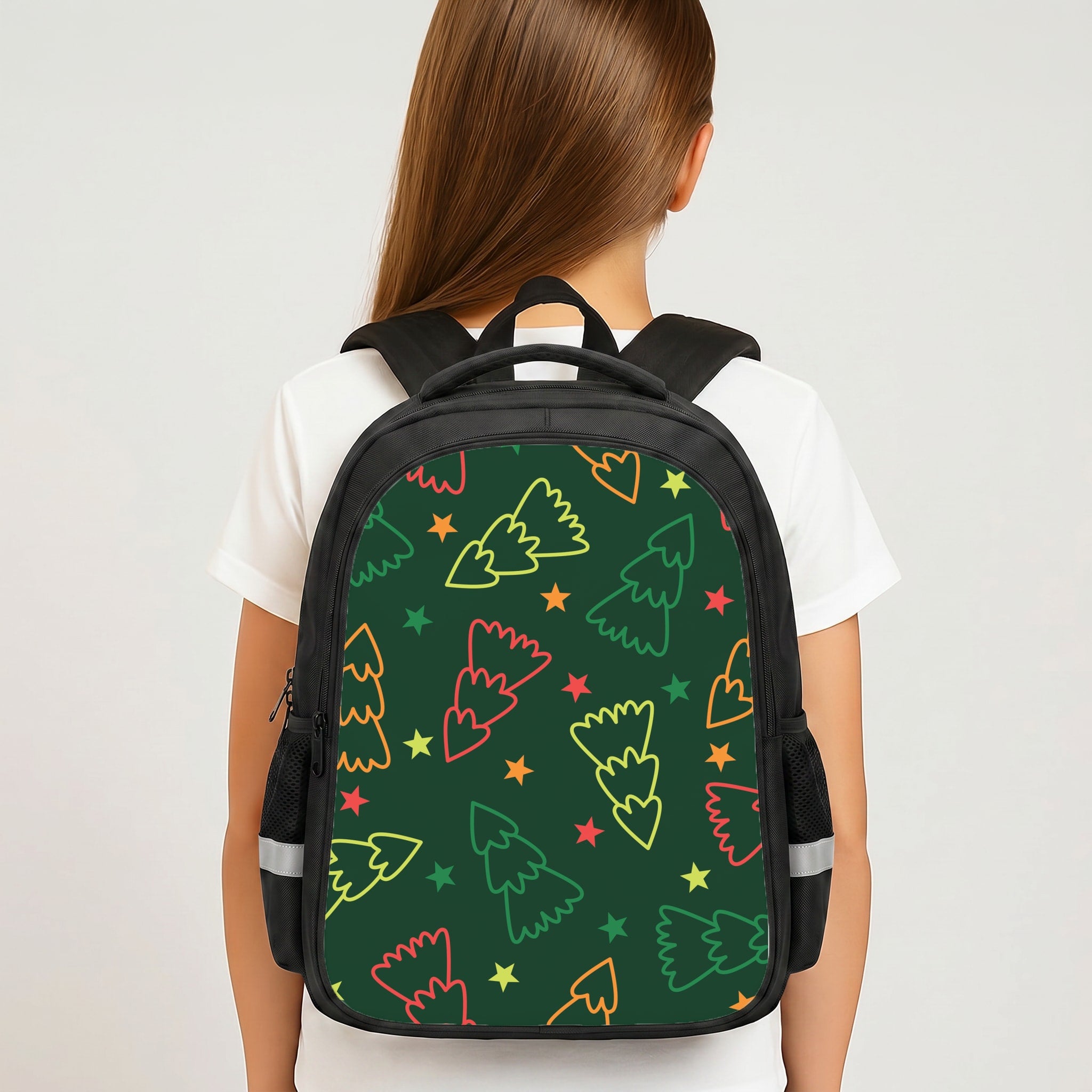 Colourful Christmas Tree Outlines Pattern Backpack
