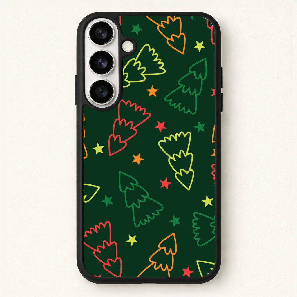 Colourful Christmas Tree Outlines Pattern Phone Case for Galaxy S26 Plus