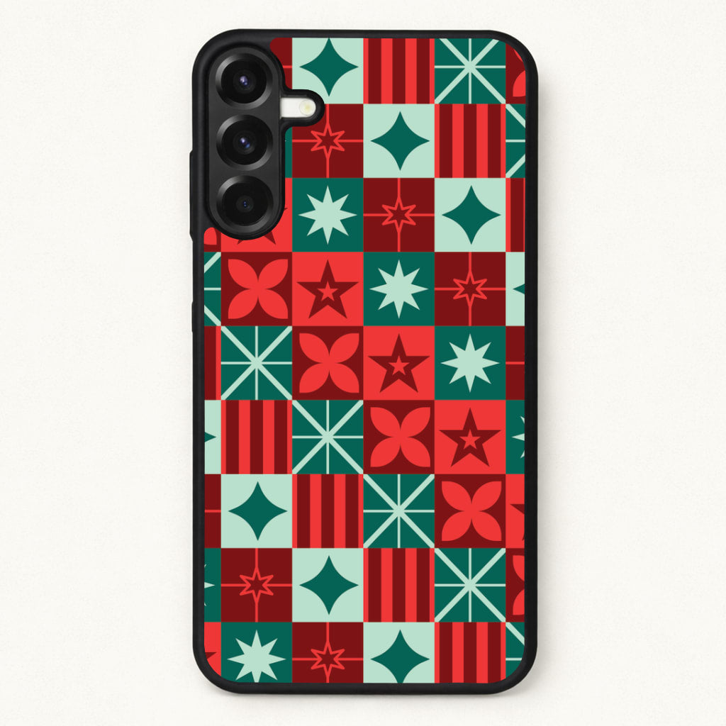Geometric Square Christmas Pattern Phone Case for Galaxy A57