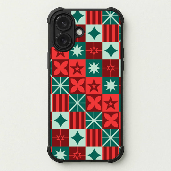 Geometric Square Christmas Pattern Phone Case — Bumper case