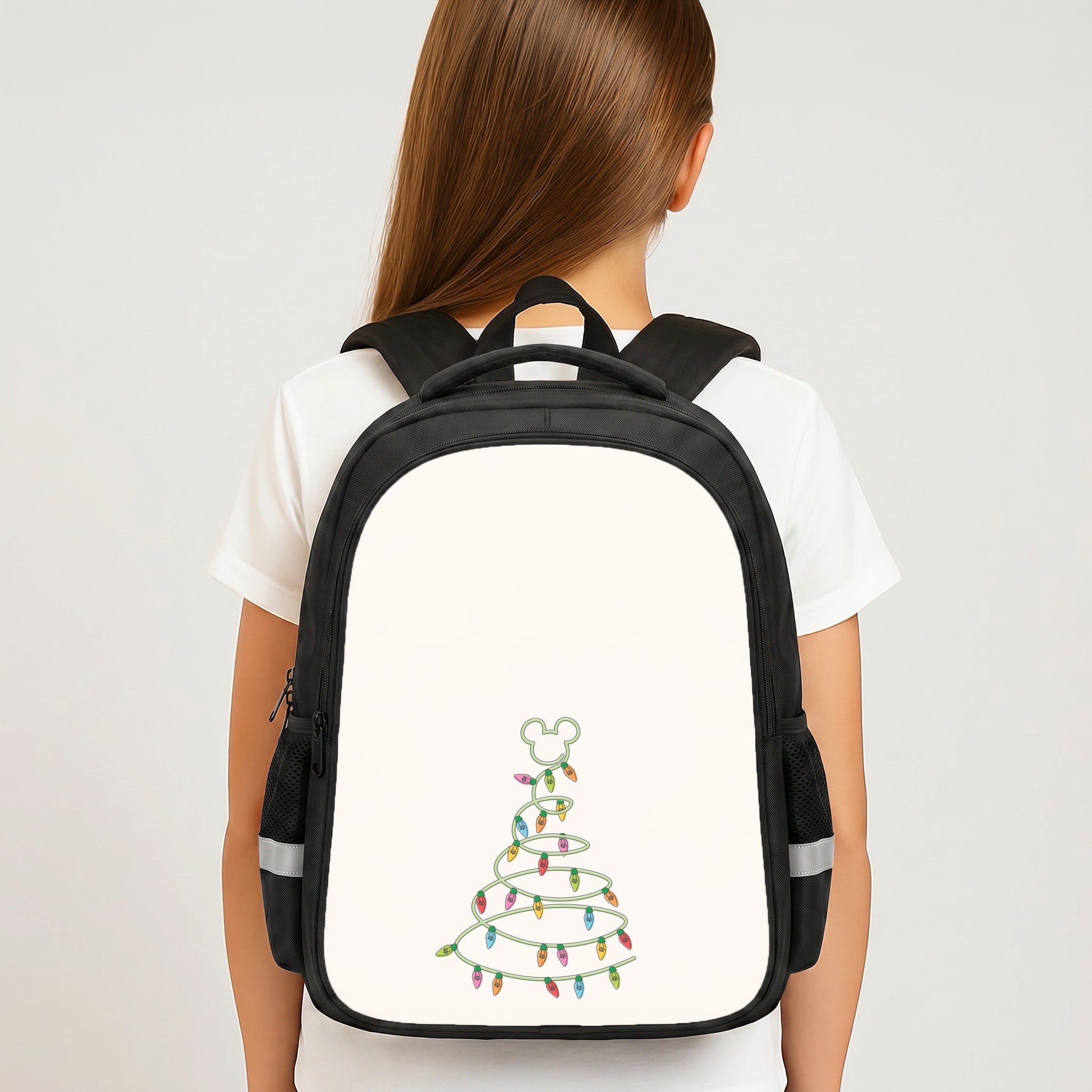 Cartoon Mouse Christmas Tree Lights Backpack