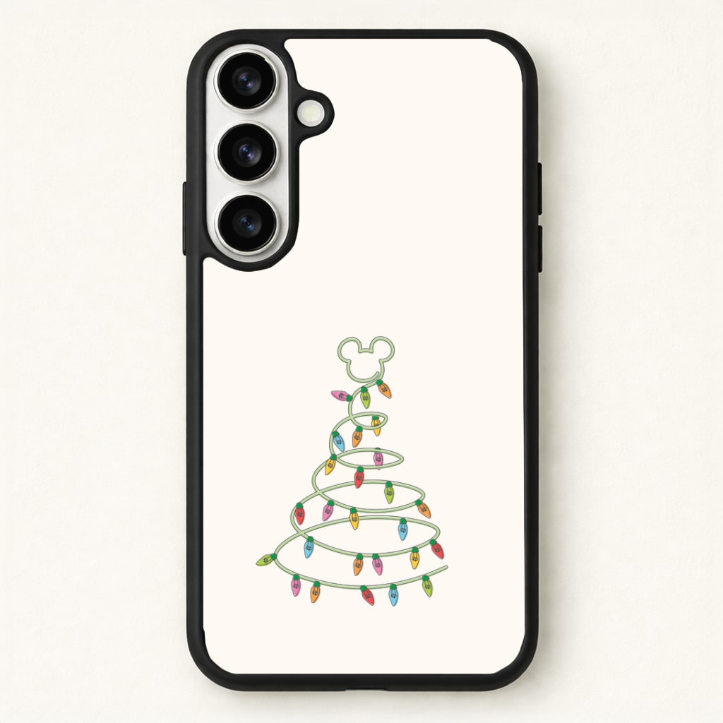 Cartoon Mouse Christmas Tree Lights Phone Case for Galaxy S26