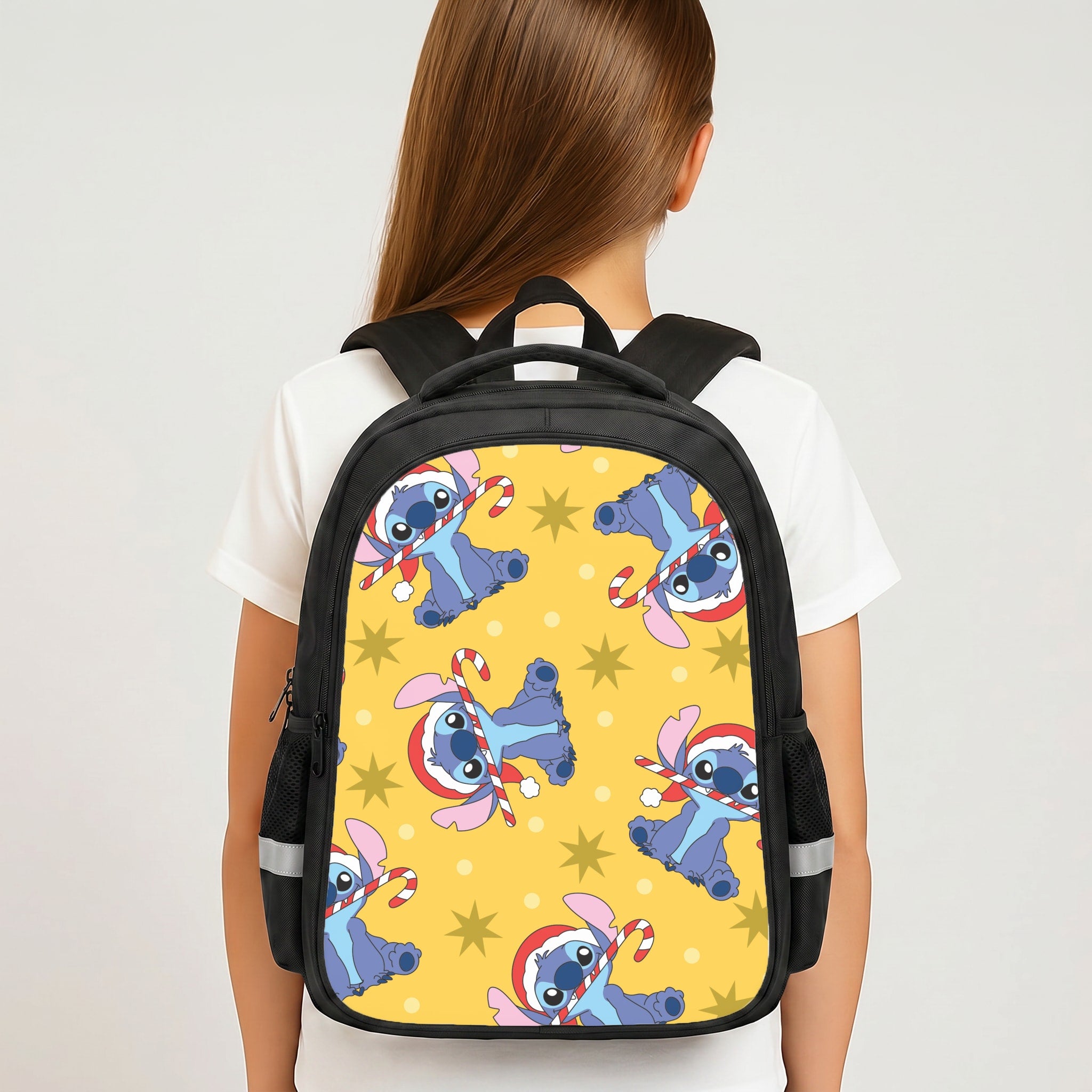 Cute Blue Alien Candycane Christmas Pattern Backpack