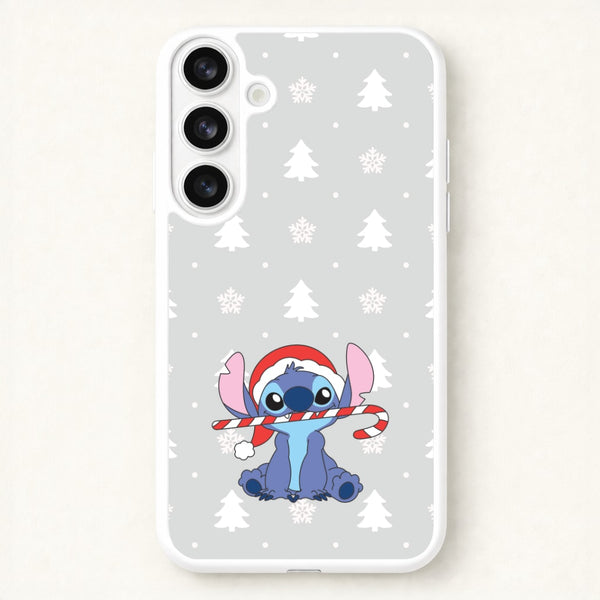 Cute Blue Alien Candycane Phone Case for Galaxy S26 Plus