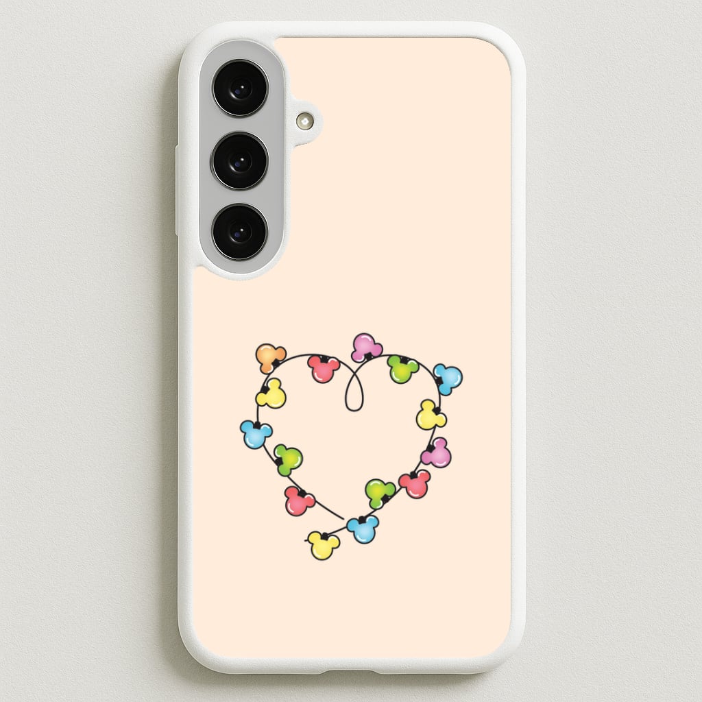 Cartoon Mouse Christmas Fairylights Heart Phone Case for Galaxy S25FE