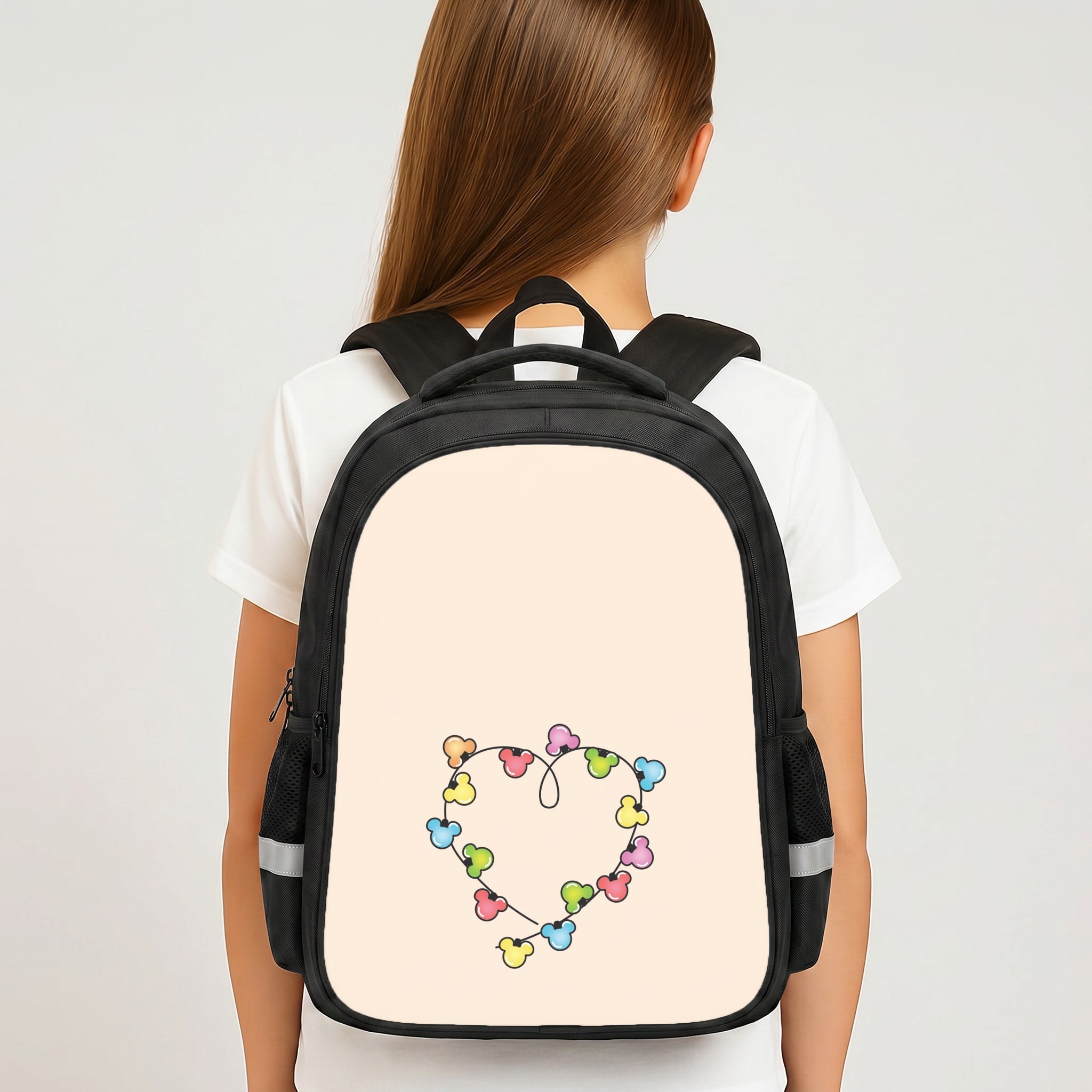 Cartoon Mouse Christmas Fairylights Heart Backpack