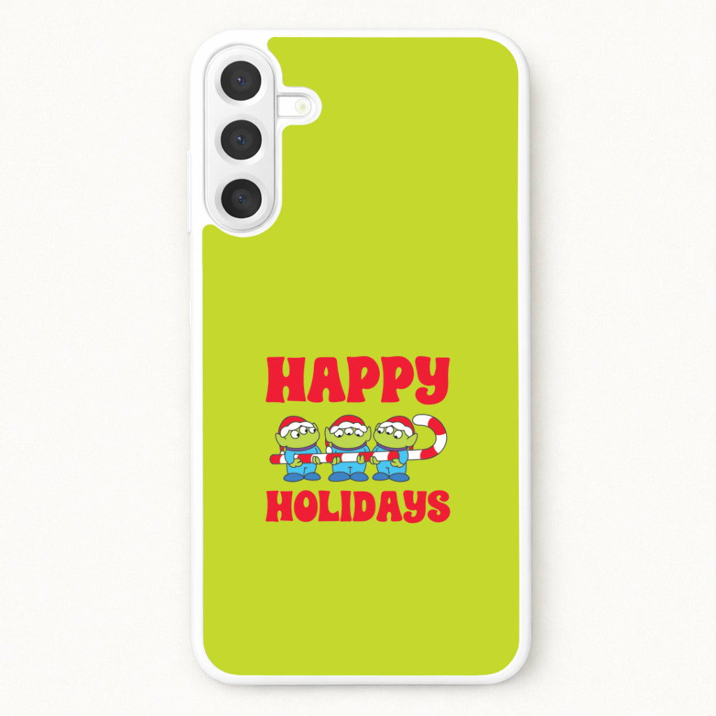 Happy Holidays Cute Green Aliens Phone Case for Galaxy A57