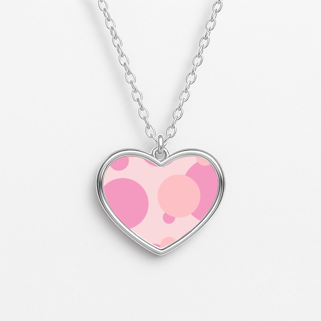 Pink Bubble Pattern  Heart Necklace