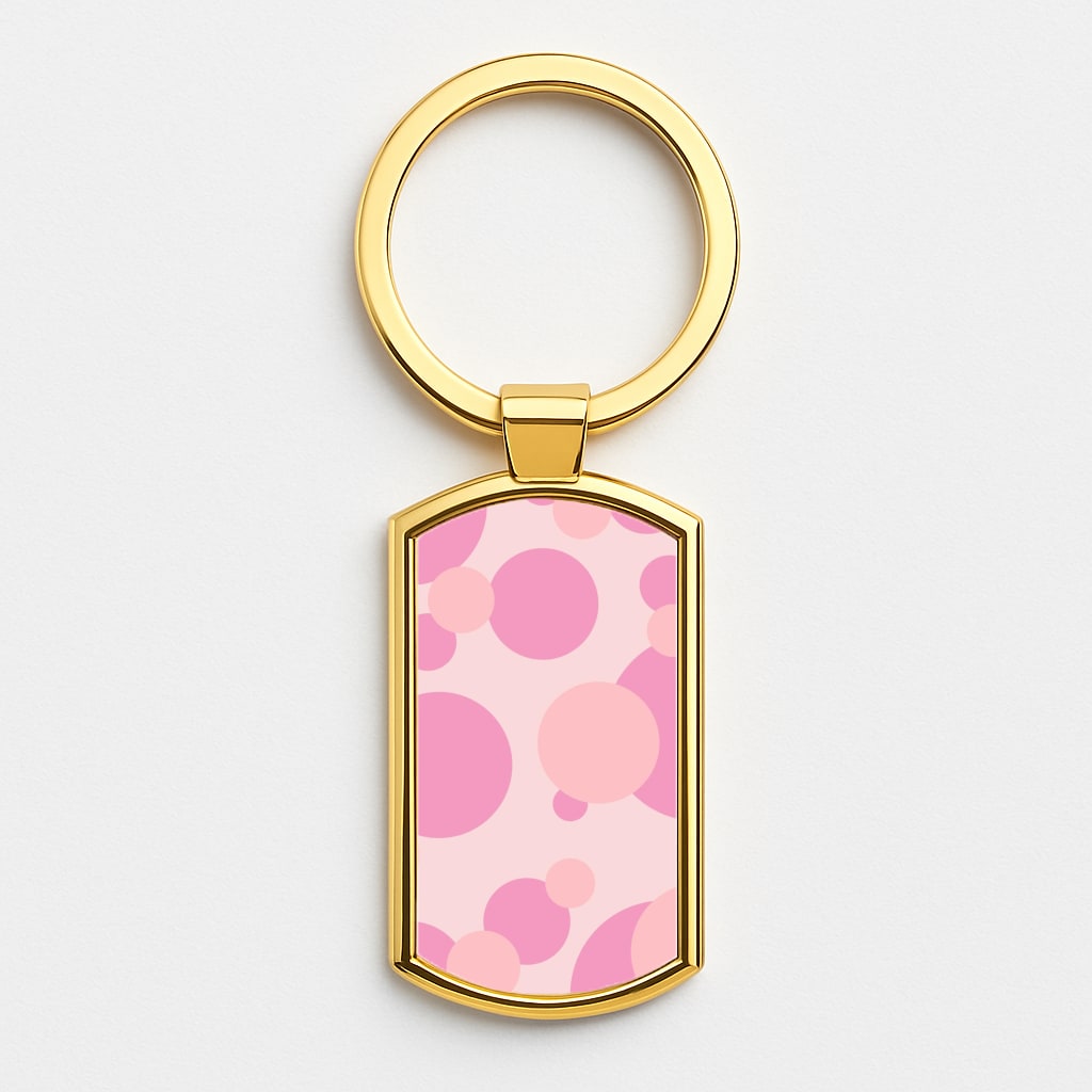 Pink Bubble Pattern  Gold Keyring