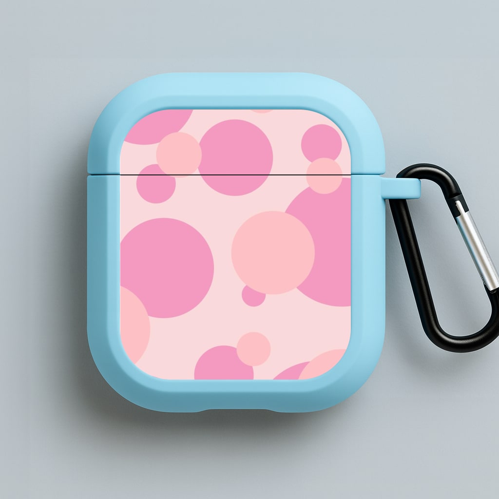Pink Bubble Pattern Blue AirPods Case