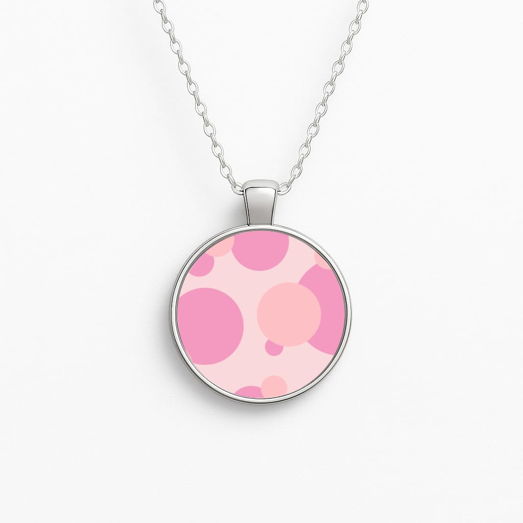 Pink Bubble Pattern  Circle Necklace