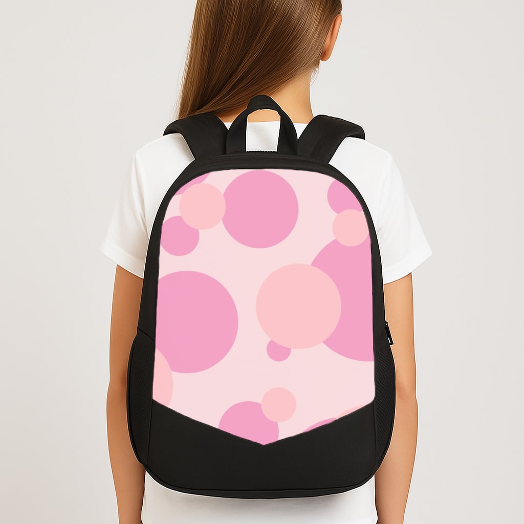 Pink Bubble Pattern Large School Bag