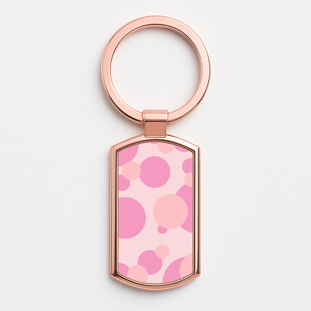 Pink Bubble Pattern  Rose Gold Keyring