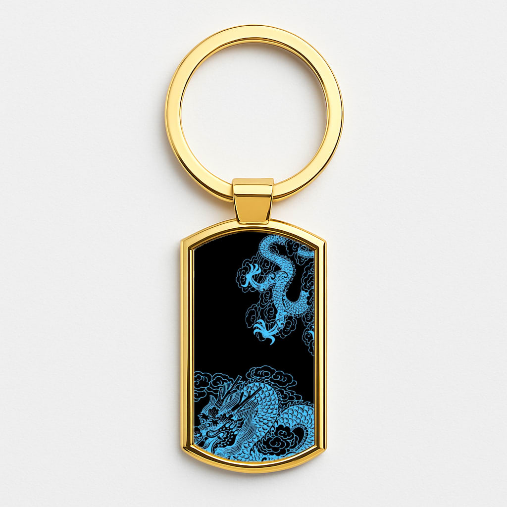 Blue Dragon Gold Keyring