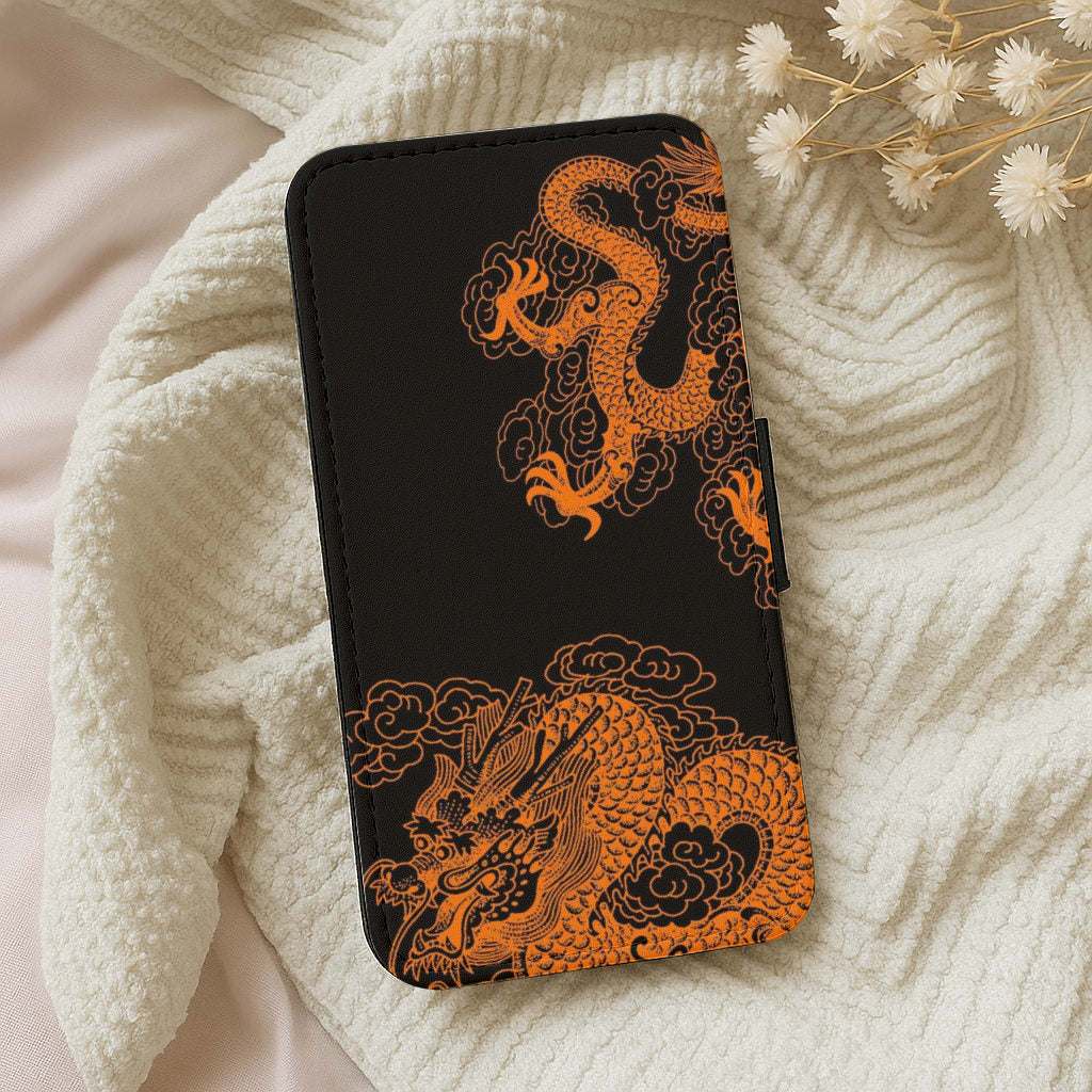 Orange Dragon Wallet Phone Case