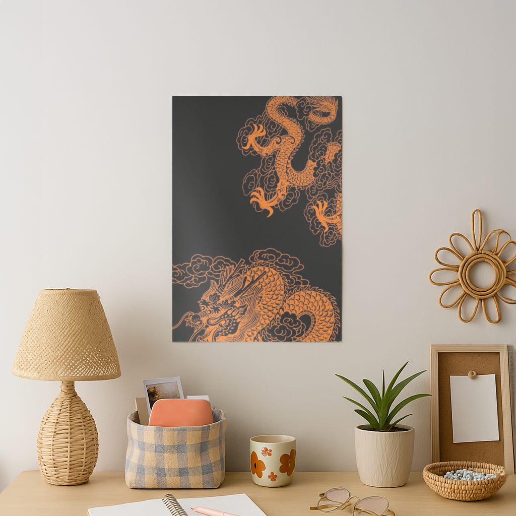 Orange Dragon Art Print