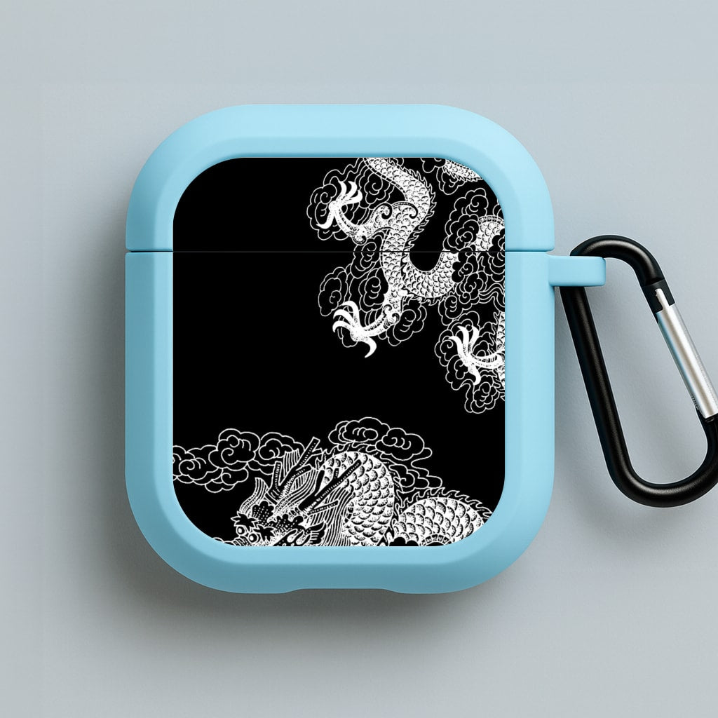 White Dragon Blue AirPods Case