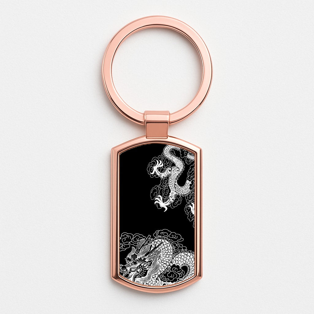 White Dragon Rose Gold Keyring