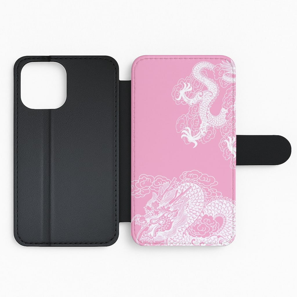 Pink Background Dragon Flip Phone Case
