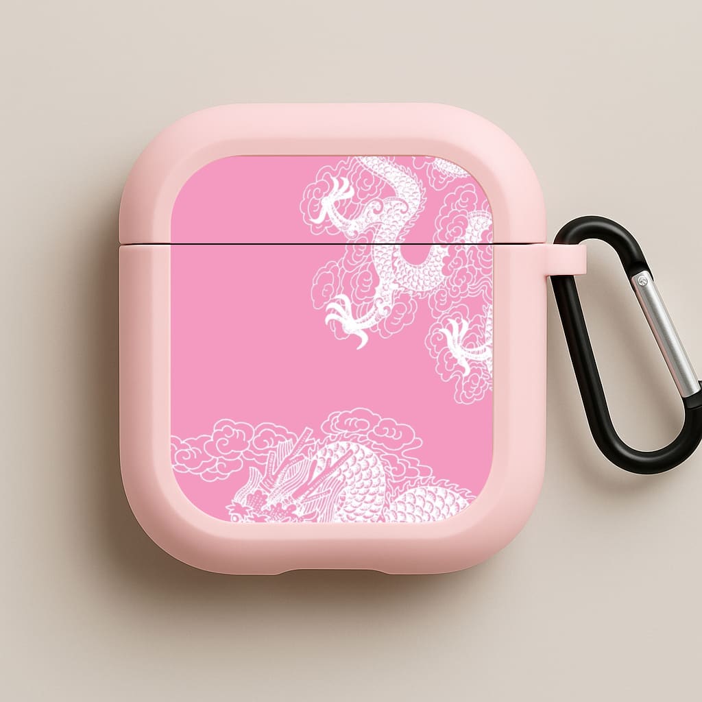 Pink Background Dragon Pink AirPods Case