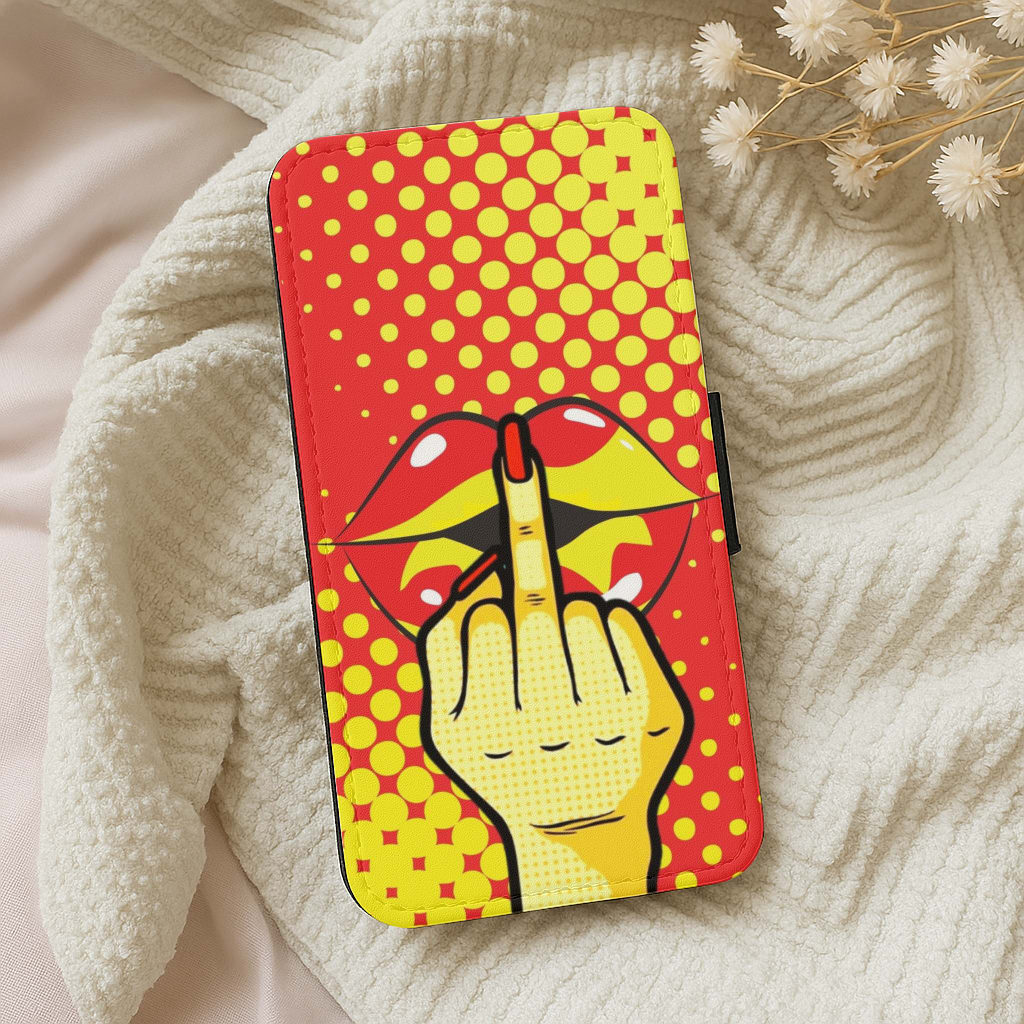 Middle Finger Kiss - Pop Art Wallet Phone Case