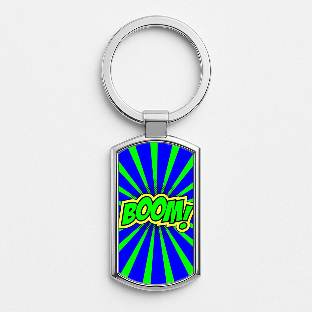 Boom - Pop Art Silver Keyring