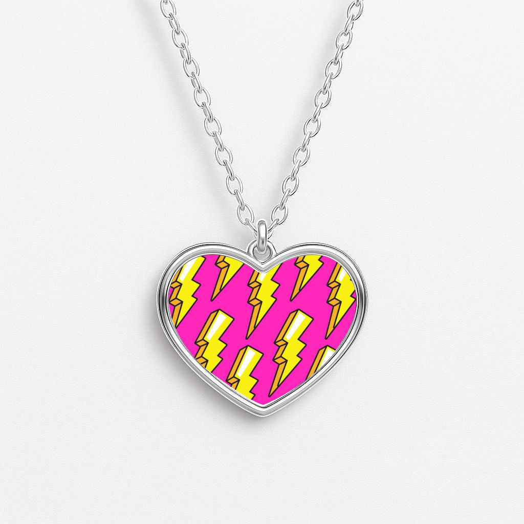 Pop Art Lightning Heart Necklace